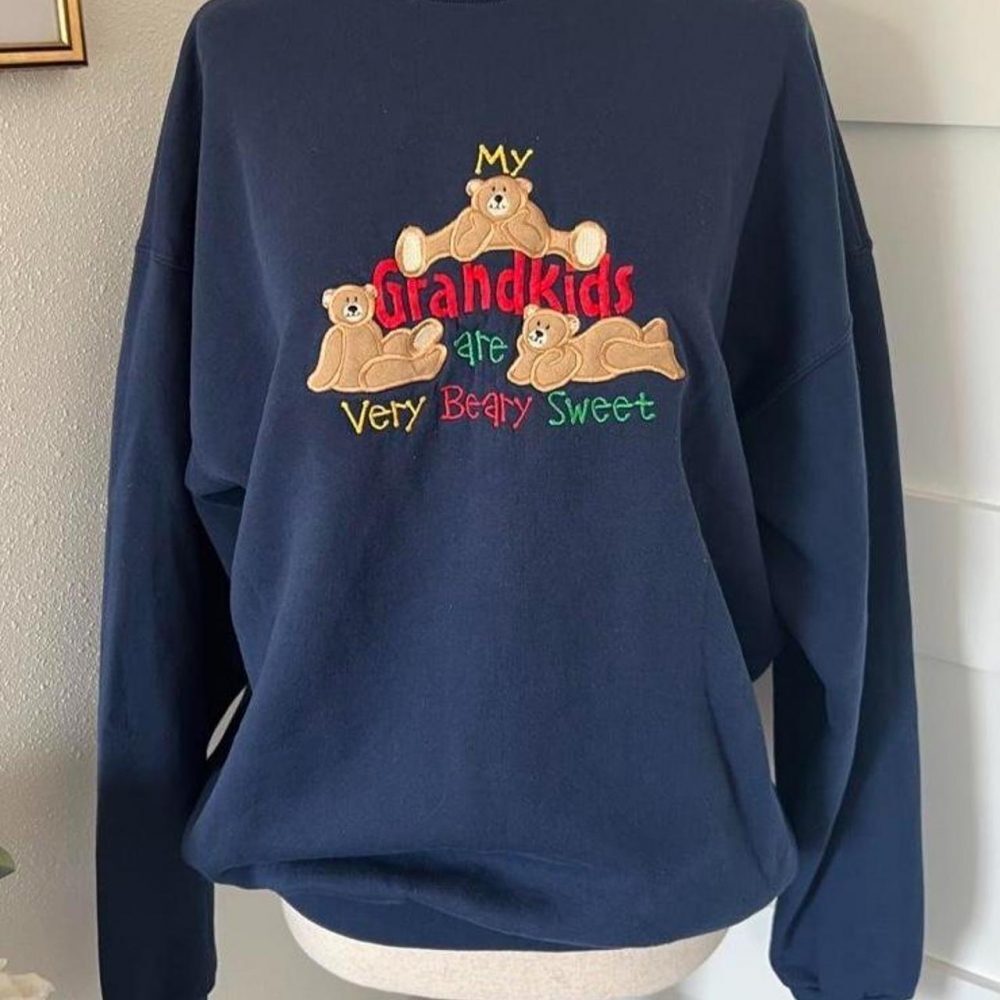 Vintage Style “My Grandkids Are Very Beary Sweet” Teddy Bear Sweater